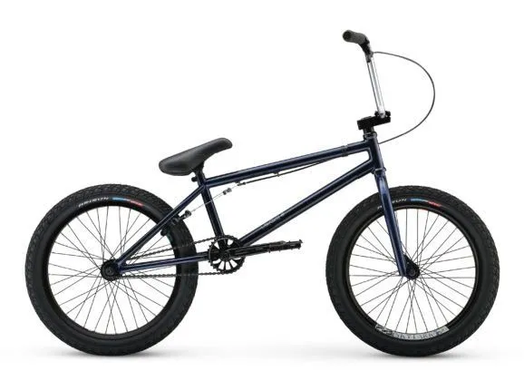 A dark navy BMX bike
